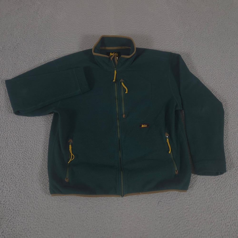 REI Jacket Mens Large Green Trailsmith Polartec Fleece Full Zip Outdoor Pocket